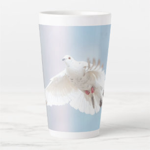 Schattige Duif Witte Duif Liefde & Vrede Symbool V Latte Mok
