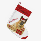 Schattige Duitse herder in Santa Hat Grote Kerstsok (Voorkant (Hangend))