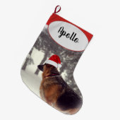 Schattige Duitse herder in Santa Hat Grote Kerstsok (Voorkant (Hangend))