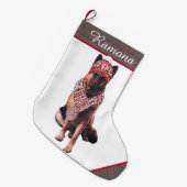 Schattige Duitse herder in Santa Hat Grote Kerstsok (Voorkant (Hangend))