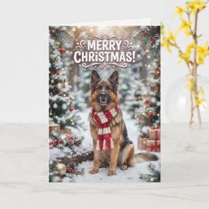 Schattige Duitse herder Kerst hond liefhebber Kaart