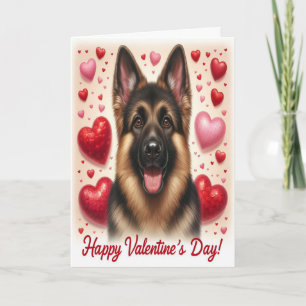 Schattige Duitse Herdershond Gelukkige Valentijnsd Feestdagen Kaart