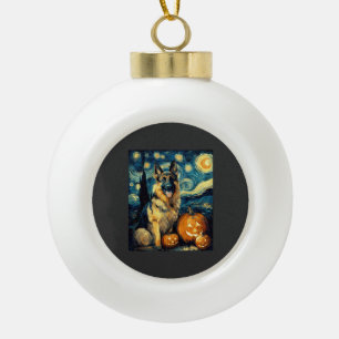 Schattige Duitse Herdershond Halloween Jack O Lant Keramische Bal Ornament