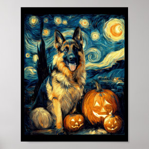 Schattige Duitse Herdershond Halloween Jack O Lant Poster