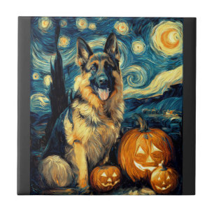 Schattige Duitse Herdershond Halloween Jack O Lant Tegeltje