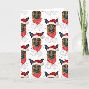 Schattige Duitse Herdershond Kerstpatroon Feestdagen Kaart
