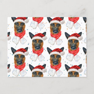Schattige Duitse Herdershond Kerstpatroon Feestdagenkaart