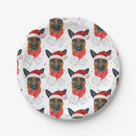 Schattige Duitse Herdershond Kerstpatroon Papieren Bordje