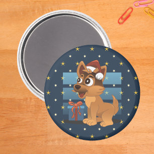 Schattige Duitse herdershondpup Cartoon Sterrennac Magneet