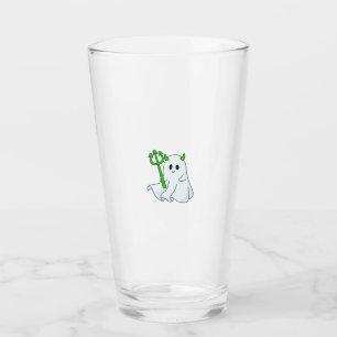 Schattige Duivel Geest met Groene Drietand Glas