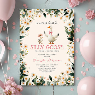 Schattige Dwaze Gans Bloemige Baby Shower Kaart