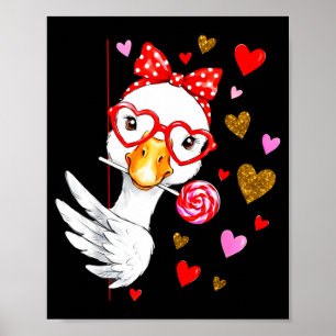 Schattige Dwaze Gans Coquette Strik Valentijnsdag Poster