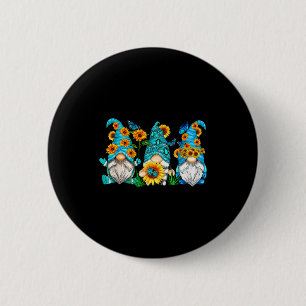 Schattige Dwergen Met Zonnebloem Vlinder Tuiniers Ronde Button 5,7 Cm