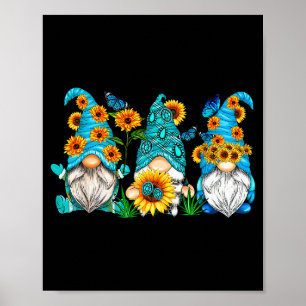 Schattige Dwergen Met Zonnebloem Vlinder Tuinmanne Poster