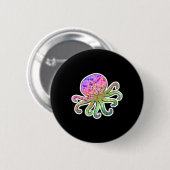 schattige dye octopus ronde button 5,7 cm (Voorkant /achterkant)