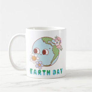 Schattige Earth met Flowers Happy Earth Day Bloeme Koffiemok