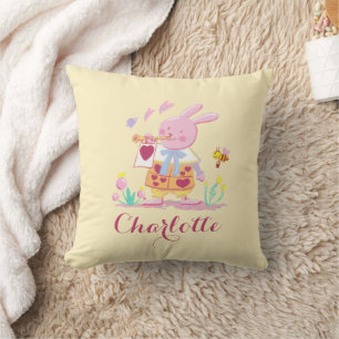 Schattige Easter Bunny Egg Pattern Yellow Kussen