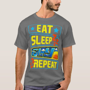 Schattige Eat Slaap Vlieg Herhaal Vliegtuigpiloot T-shirt
