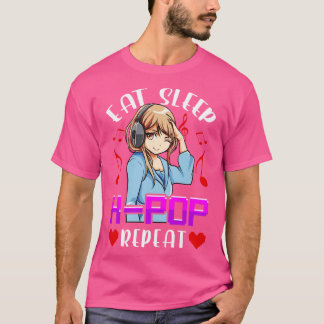 Schattige Eat Sleep KRepeat Koreaanse Muziek T-shirt