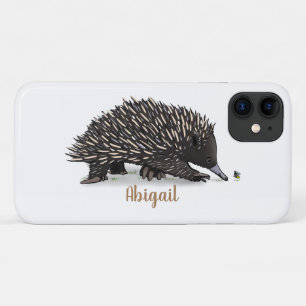Schattige echidna met bij cartoon illustratie iPhone 11 hoesje