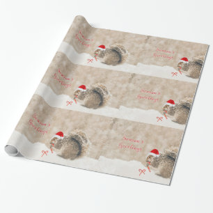 Schattige eekhoorn in Santa Hat Cadeaupapier