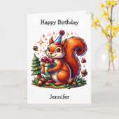 Schattige eekhoorn | Kleurplaat Kaart (Gele Bloem)