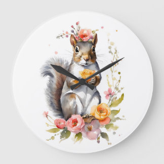 Schattige eekhoorn met lentebloemen grote klok