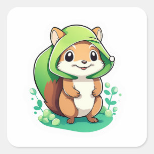 Schattige eekhoorn vierkante sticker