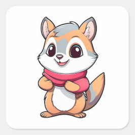 Schattige eekhoorn vierkante sticker
