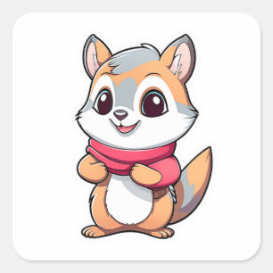 Schattige eekhoorn vierkante sticker
