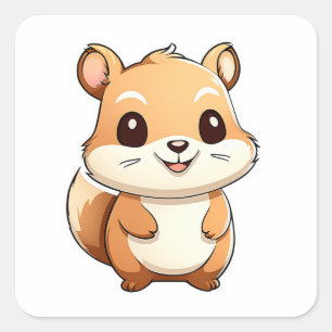 Schattige eekhoorn vierkante sticker