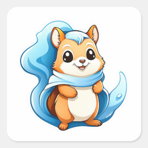 Schattige eekhoorn vierkante sticker
