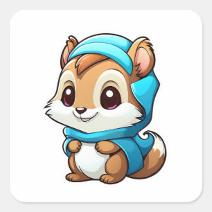 Schattige eekhoorn vierkante sticker