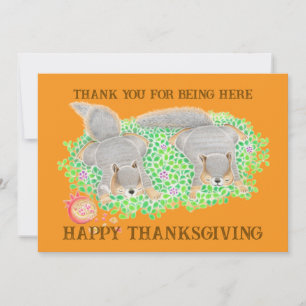 Schattige eekhoorns Thanksgiving-vrienden Feestdagenkaart