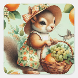 Schattige Eekhoornschilderij Vierkante Sticker