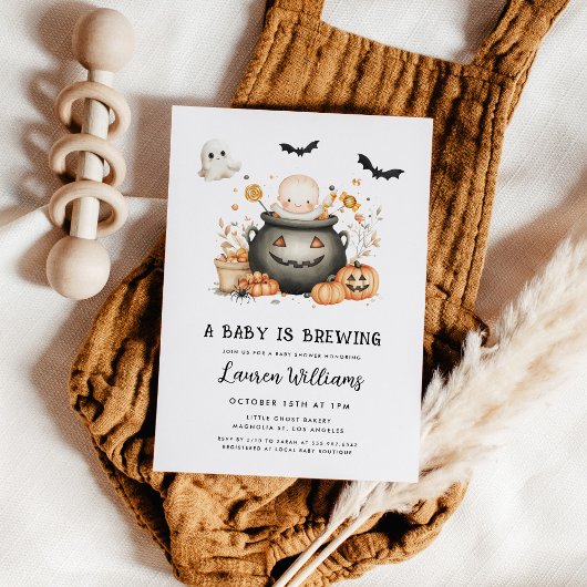 Schattige Een Baby Brouwt Halloween Baby shower Kaart