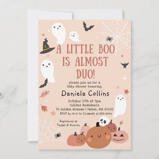 Schattige een beetje Boo Halloween Baby shower Kaart (Voorkant)