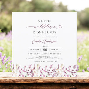 Schattige een beetje Wildflower Paarse Baby shower Kaart