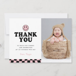 Schattige een blij babe happy foto meisje 1e verja bedankkaart
