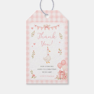 Schattige Eén Domme Gans Roze Strik Meisje 1e Verj Cadeaulabel
