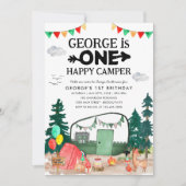 Schattige EEN Gelukkige Kampeerder Woods Camping 1 Kaart (Voorkant)