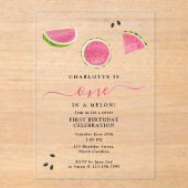 Schattige Een In Een Meloen Watermeloen Zomerverja Acryl Uitnodigingen (Voorkant)