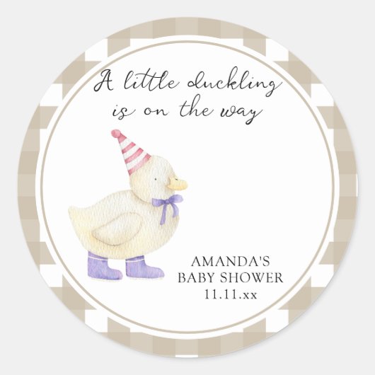 Schattige eend Baby shower Ronde Sticker (Voorkant)
