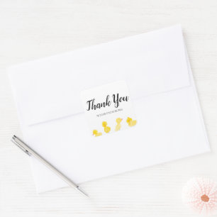 Schattige eenden hand waterverf baby shower bedank vierkante sticker
