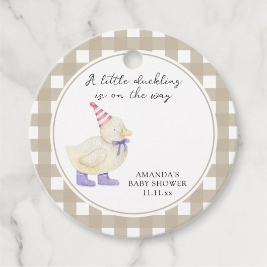 Schattige eendje Baby shower Bedankjes Labels (Voorkant)