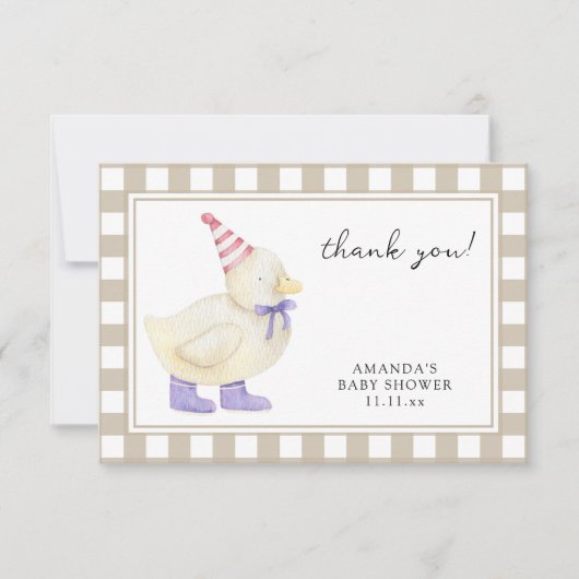 Schattige eendje baby shower dank u bedankkaart (Voorkant)
