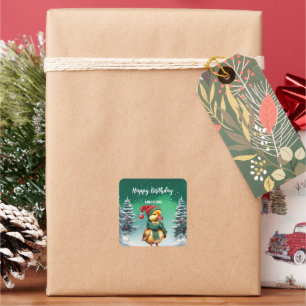 Schattige eendje kerstboom verjaardagsfeestje voor vierkante sticker