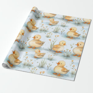 Schattige eendje lente Baby shower Geslacht onthul Cadeaupapier