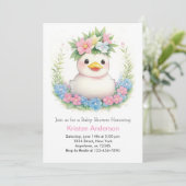 Schattige eendje viering meisje Baby shower Kaart (Staand voorkant)