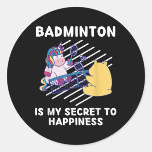 Schattige Eenhoorn Badminton Is Mijn Geheim Voor G Ronde Sticker
